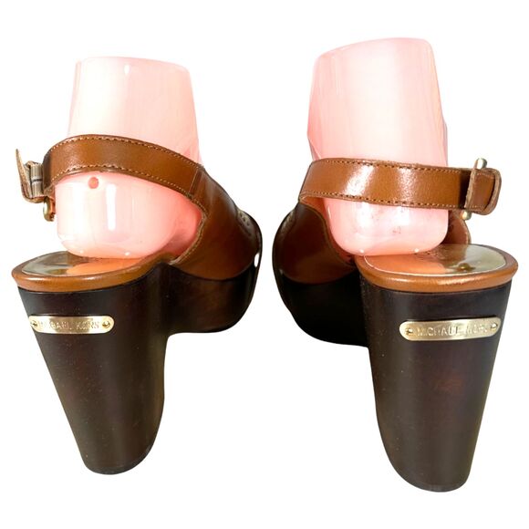 Michael Michael Kors Leather Wood Chunky Platform Wedge Heel Size 10 NEW Other - Picture 5 of 9